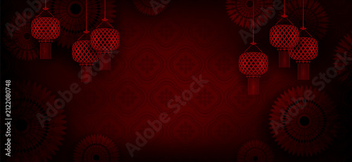 Foto A stunning burgundy design with a Chinese pattern and lanterns.
