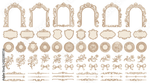 Ornate Decorative Elements Collection: Arches, Frames, Borders, Ribbons