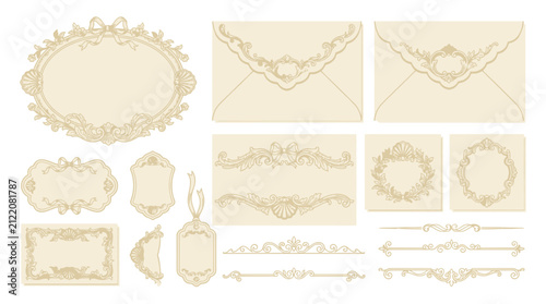 Elegant vintage ornate frames, borders, labels and envelopes for design