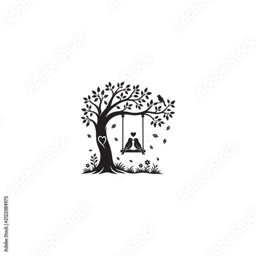 Silhouette Tree With Hanging Swing