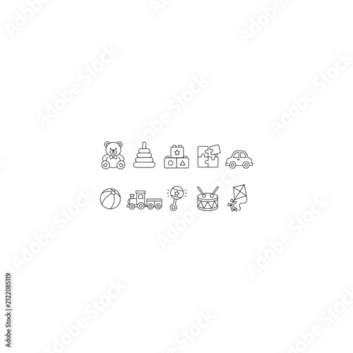 Baby Toys and Kids Activity Icons Set