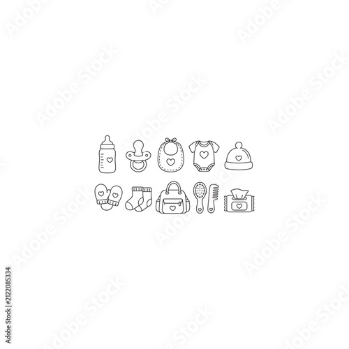 Baby Essentials and Nursery Icons Set