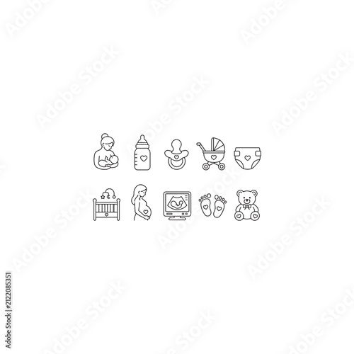 Baby Nursery and Care Icons Set