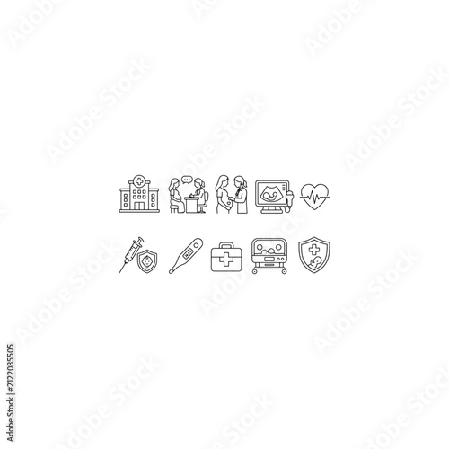 Maternal Healthcare Medical Icons Set