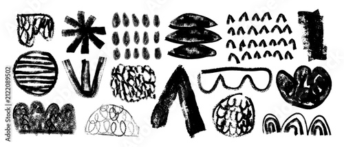 Hand drawn scribble doodles vector elements set, Black brush strokes scrapbook elements, sketch lines vector illustrator