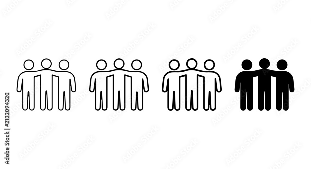 Obraz premium Group of People Icons, Teamwork Symbols, Community Vector Graphics, Diverse Representation