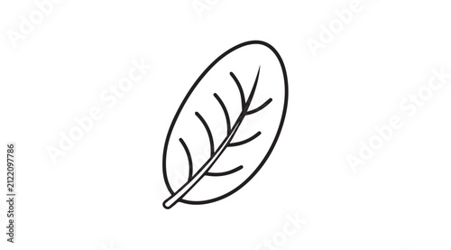 Single spinach leaf icon illustration isolated on white background. Minimalist vector art