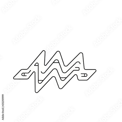 Abstract Wavy Line Art with Geometric Shapes