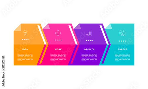 Process diagram with business concept icons for presentation timeline