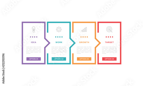Process diagram infographic for business strategy planning with four options