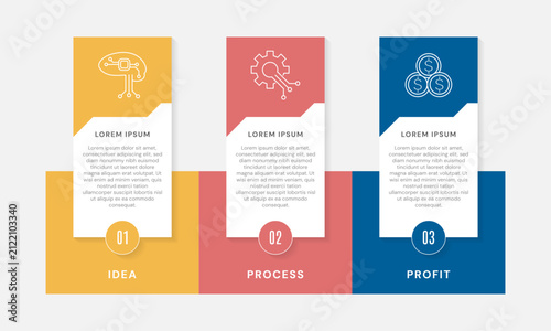 Presentation design with three options for strategic corporate planning