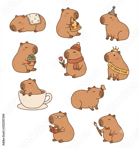 Capybara Character Bundle with Different Poses