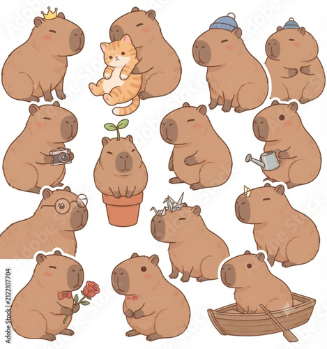 Capybara Character Bundle with Different Poses