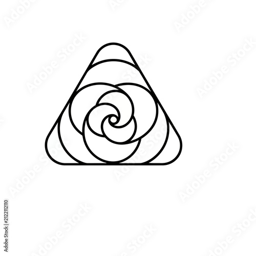 Abstract Rose in Triangle Outline