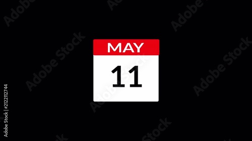 Calendar Animation Video of  May Month with Transparent Background, Animated May Month Calendar, Monthly Calendar Animation for Presentations and Schedules, New Year Calendar.