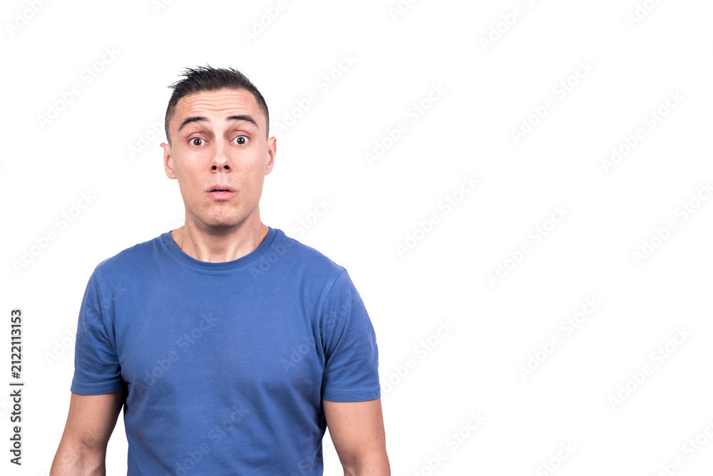 Obraz premium Man standing with a surprised look on his face