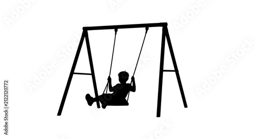 Obraz na plátne Child Swinging On A Playset Black Silhouette