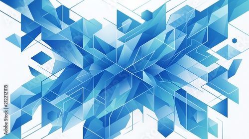 Blue geometric abstract background. Modern crystal shapes with gradient tech pattern.