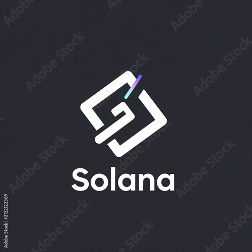 Neon solana logo icon on dark background