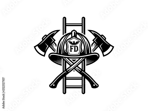 Firefighter Emblem with Axes and Ladder
