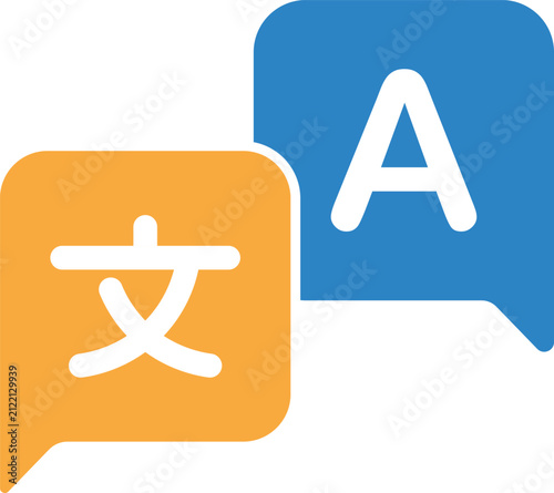 Cuadro en lienzo Translate icon set featuring language translation symbols for translator app, website, UI design, and transparent vector graphics