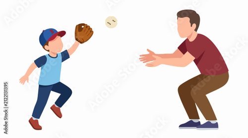 Photography Father and son playing baseball together, a fun family activity