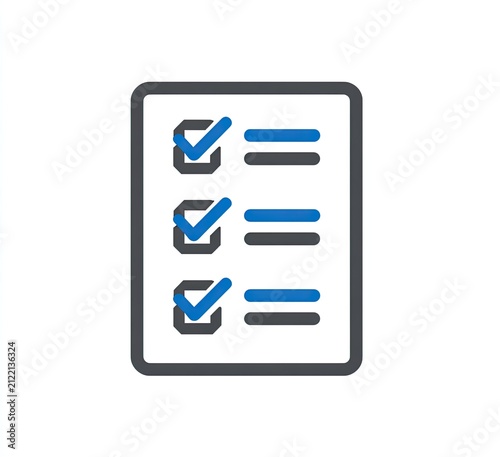 Fototapeta Checklist icon. A simple checklist graphic, vertical list of checkboxes
