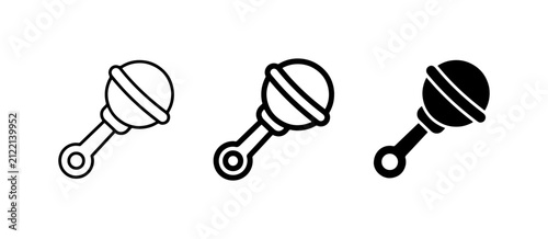 Obraz na plátne Baby Rattle Icons Set, Infant Toy Graphics, Newborn Plaything Vector Collection