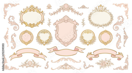 Ornate Victorian-style decorative frames and borders, elegant design