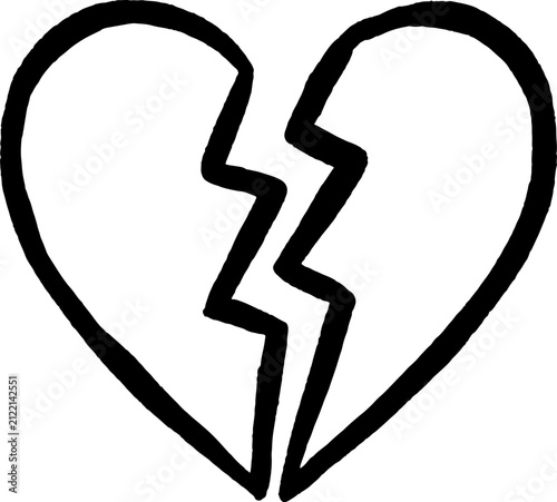 Quadro su tela Broken heart heartbreak line art vector illustration