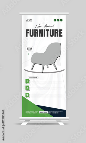 Modern Furniture Roll Up Banner Template for Interior Store Promotion and Business Advertising