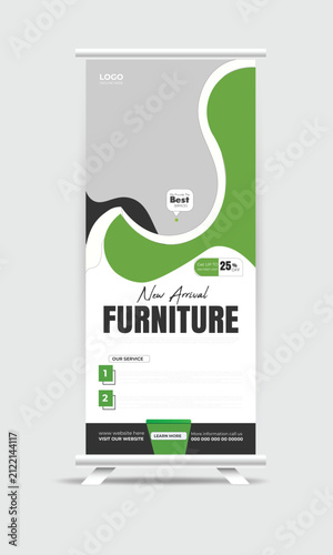 Modern Furniture Roll Up Banner Template for Interior Store Promotion and Business Advertising