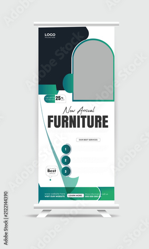Modern Furniture Roll Up Banner Template for Interior Store Promotion and Business Advertising