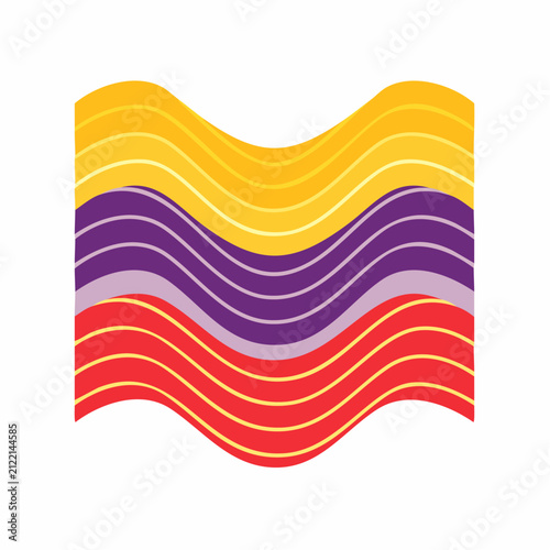 Abstract Wavy Stripes in Yellow, Purple, and Red