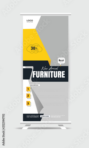 Modern Furniture Roll Up Banner Template for Interior Store Promotion and Business Advertising