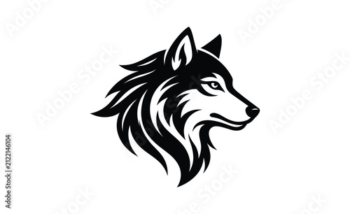 Wolf head profile silhouette in black and white against a clean background representing wildness and power
