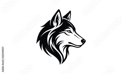 Wolf Head Silhouette Profile with Fierce Expression During Nighttime Representing Wildness