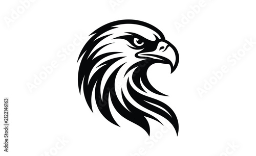 Eagle Head Silhouette in Profile Against White Background for Branding and Emblematic Use