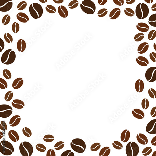 Minimal Coffee Bean Square Border Frame with Roasted Bean Decoration and Spacious White Background for Cafe Branding Menu or Invitation Design