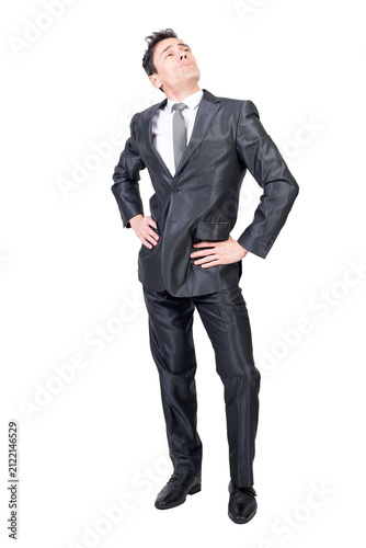 Cuadro en lienzo Arrogant man in formal suit, transparent background