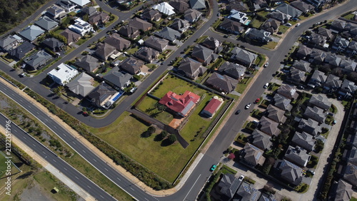 Fotografie Aerial view of newly built low density residential houses in the suburbs