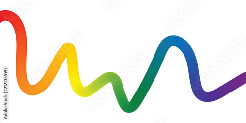 Abstract colorful dynamic wavy line element. Vibrant thick looping gradient lines. Playful 3D Color hand drawn squiggle doodle lines vector background. 