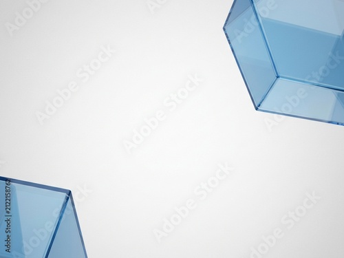 Minimal Blue Glass Polygon Background with Large Copy Space