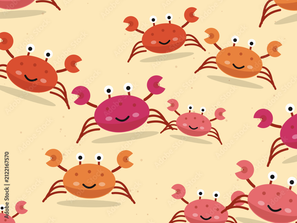 Obraz premium Cute Crabs Beach Pattern Background Design