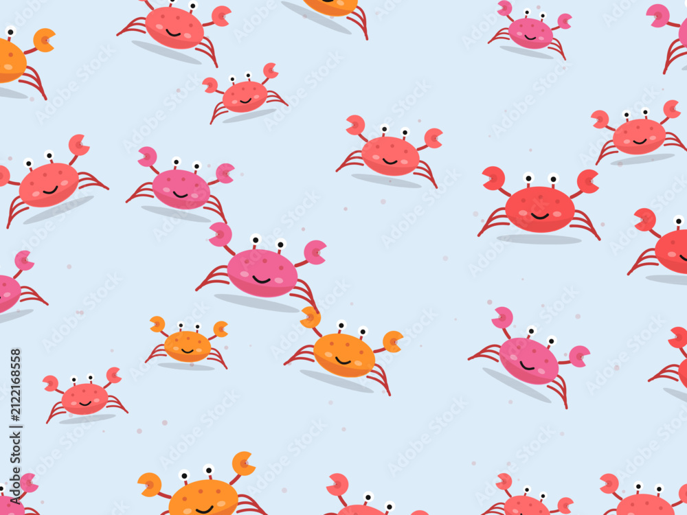 Fototapeta premium Cute Crabs Beach Pattern Background Design