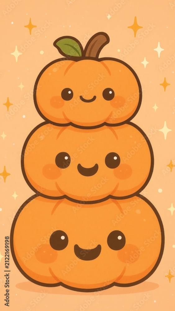 Fototapeta premium Cute stacked pumpkins mobile wallpaper