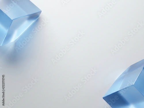 Minimal Blue Glass Prism Background with Large Copy Space