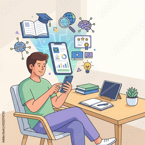 Mobile Learner Using Smartphone for Digital Education and Online Course Progress