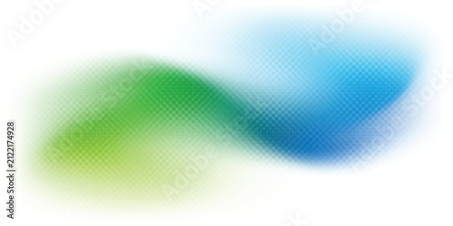 Abstract green and blue gradient wave isolated on white background. Blurred smooth fluid shape with frosted glass grid texture vector illustration graphic design asset for banner poster.