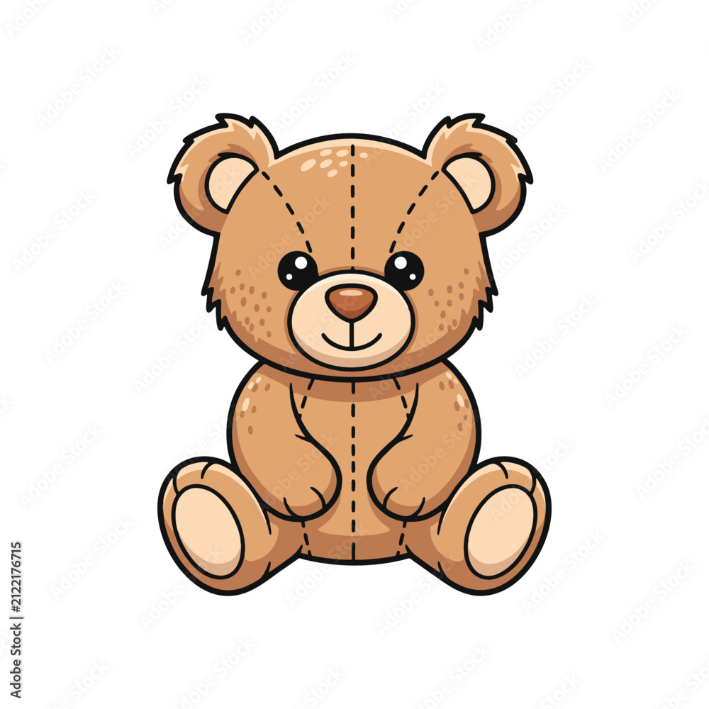 Fototapeta premium Cute Teddy Bear Plush Toy Vector Illustration Isolated on White
